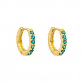 Strieborné náušnice Crystal Hoop Gold Green