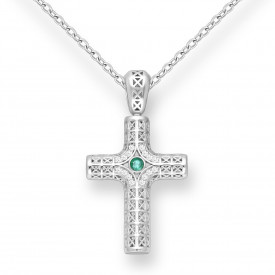 Strieborný prívesok CROSS Emerald